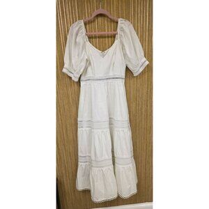 Anthropologie // Peixoto Isabella Midi Dress White Size M Women's White Tiered